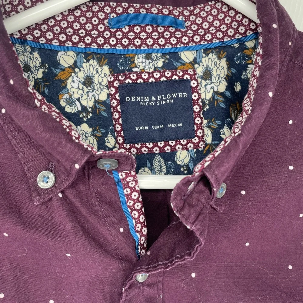 Denim & Flower Purple/Burgundy Polka Dot Button Down Shirt - Medium - Picture 3 of 5